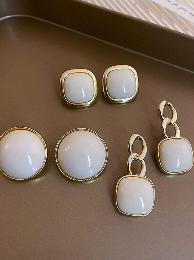 925 Silver Needle Cream White Pearl Earrings