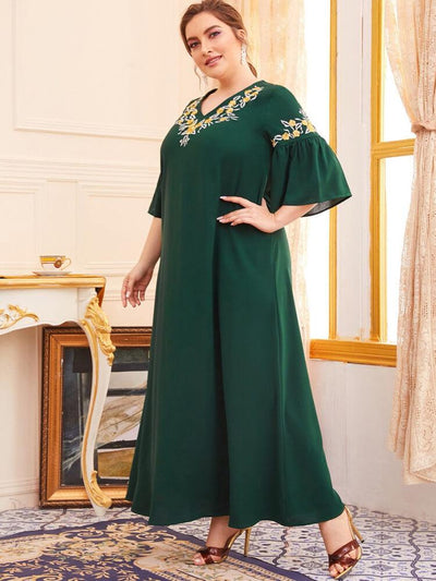 Women's Plus Size Embroidery Jalabiya Dress