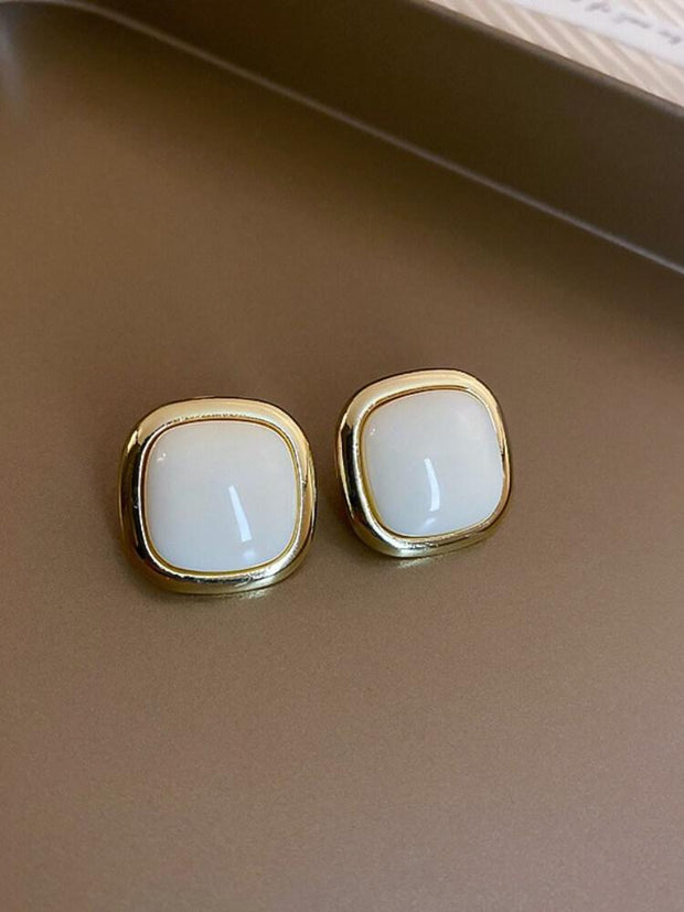 925 Silver Needle Cream White Pearl Earrings