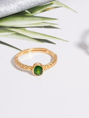 S925 Sterling Silver Garnet Oval Ring