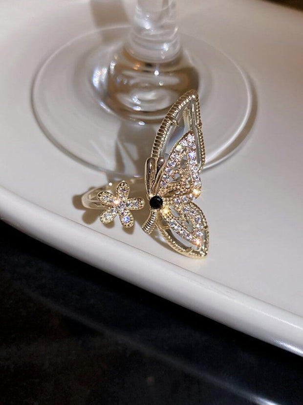 Flower Butterfly Opening Adjustable Ring