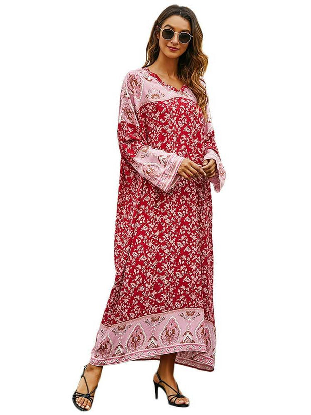 Printed Long Sleeved Jalabiya Dress