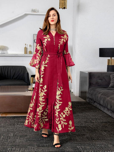 Women's Gauze Embroidered Robe Jalabiya Dress