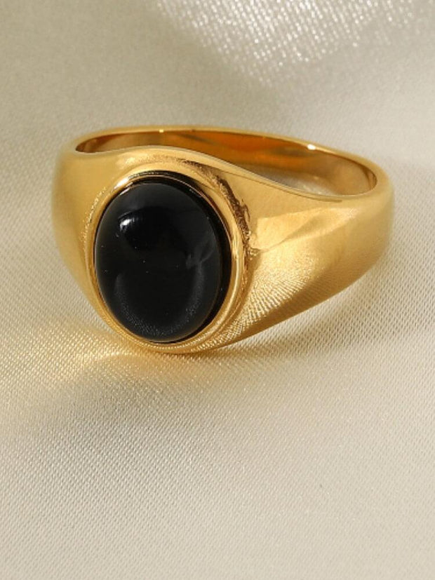18K Gold Obsidian Ring