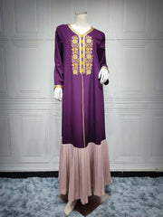 Embroidered Lace Stitched Jalabiya Dress