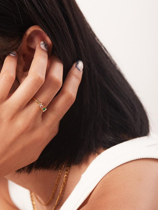 18K Gold Oval Zircon Ring