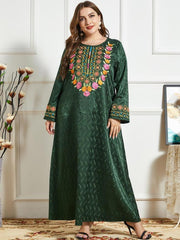 Women's Floral Embroidery Jalabiya Dress