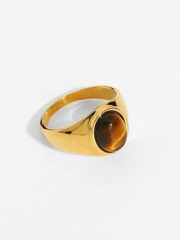18K Gold Obsidian Ring
