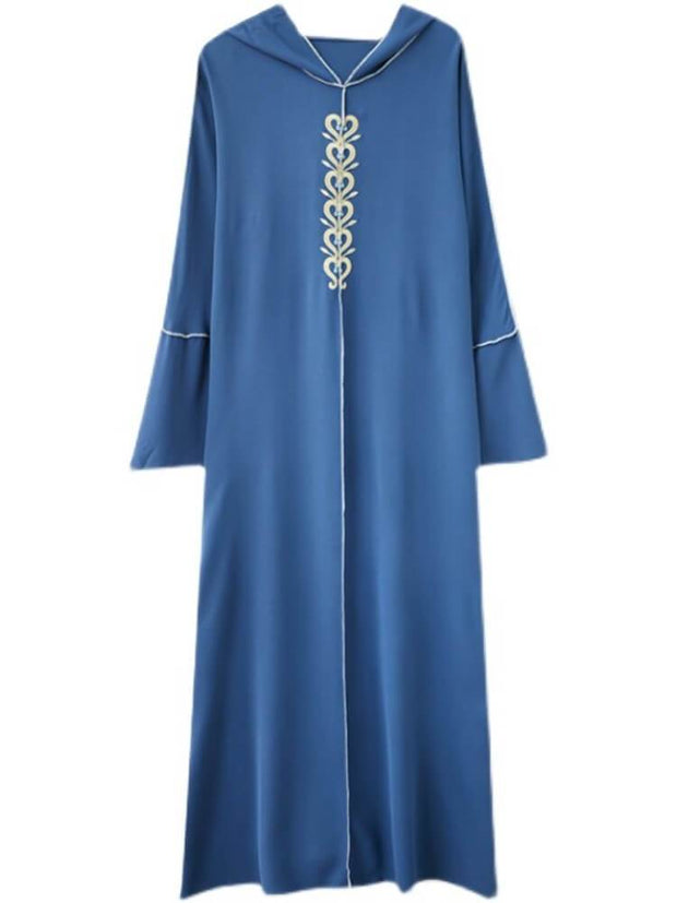 Long Sleeve Hooded Embroidered Dress