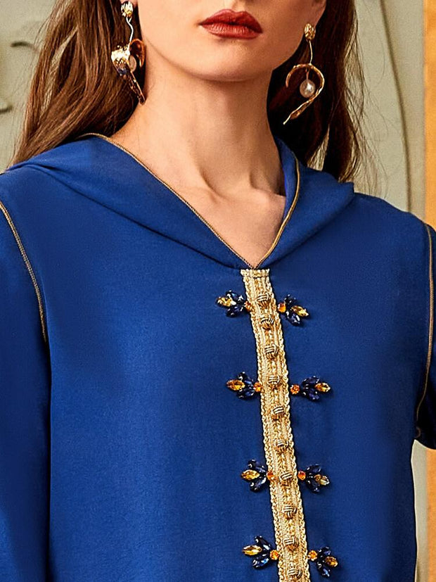 Gilt-Edged Hand Sewn Diamond Cap Robe Abaya