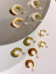 925 Silver Needle Pearl Letter C-shaped Earrings