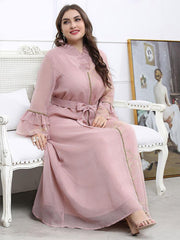 Women's Plus Size Embroidery Ruffle Jalabiya Dress