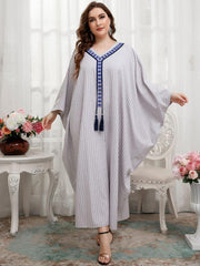 Women's Bat Sleeve Embroidered Dress