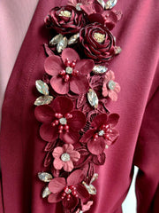 Handmade Flowers With Diamond Robe Abaya