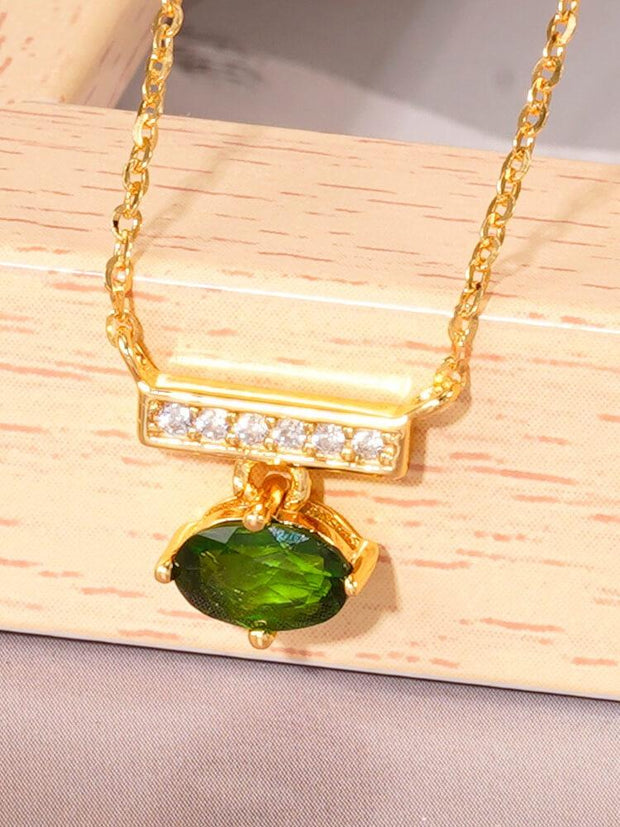 Temperament S925 Silver Diopside Clavicle Pendant