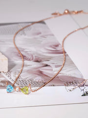 925 Silver Olivine Double Love Heart Pendant Necklace