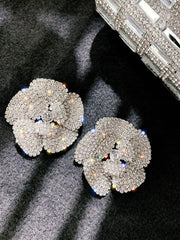 925 Silver Needle Rose Petal Earrings