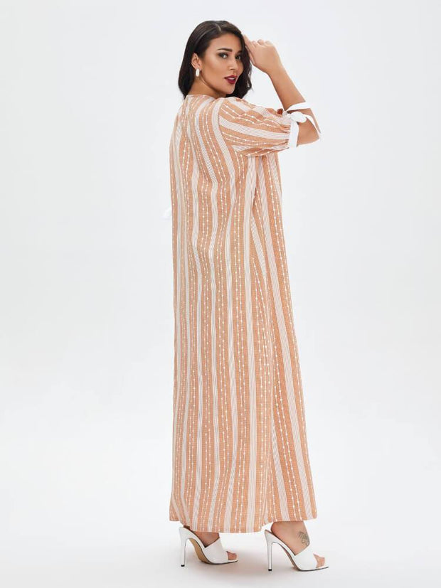 Women's Loose Stripe Jalabiya Dress