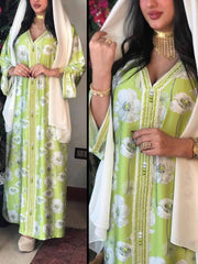Women's Printed Long Jalabiya Dress
