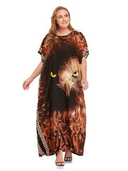 Women's Loose Animal Print Dress Kaftan