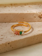 18K Gold Oval Zircon Ring