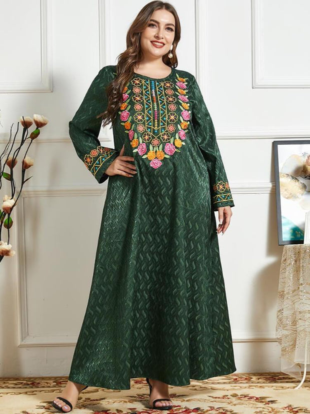 Women's Floral Embroidery Jalabiya Dress