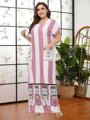 Women's Striped Printed Embroidered Dress