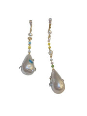 Zircon Crystal Pearl Diamond Earrings