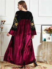 Women's Golden Velvet Jalabya Dress