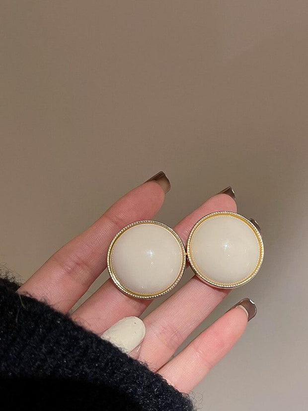 925 Silver Needle Cream White Pearl Earrings