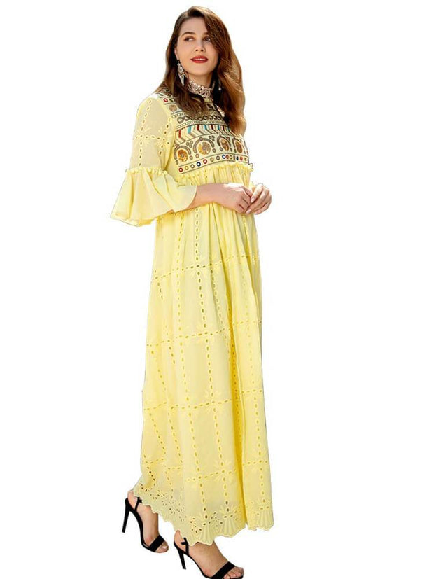 Women's Cotton Lantern Sleeve Jalabiya Dress