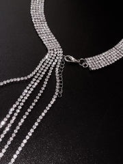 Long Tassel Diamond Pendant Necklace