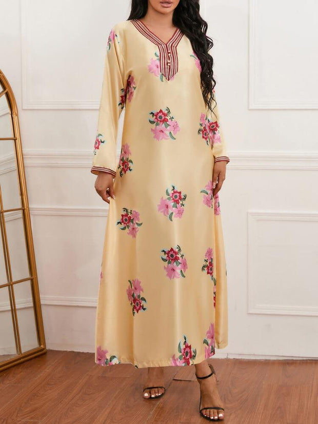 Floral Print Dress Jalabiya