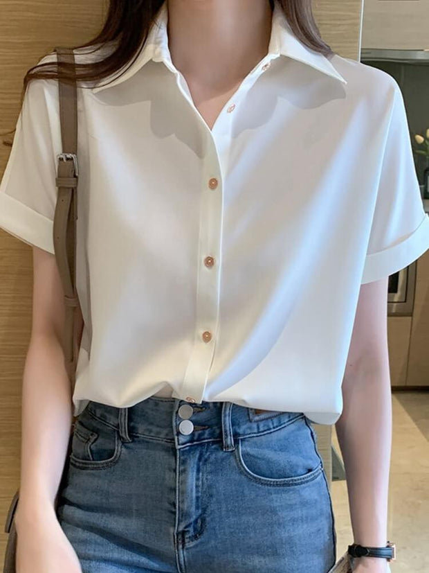 Women's White Short Sleeved Shirt