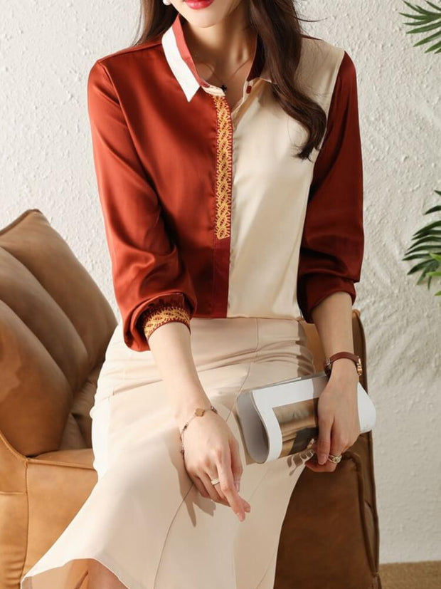 Contrast Embroidered Long Sleeve Shirt