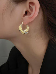 Pleated Oval Earrings