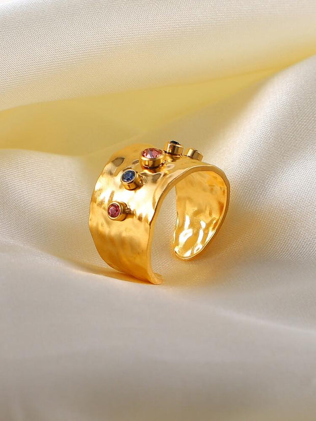 18K Gold Plated Colorful Zircon Ring