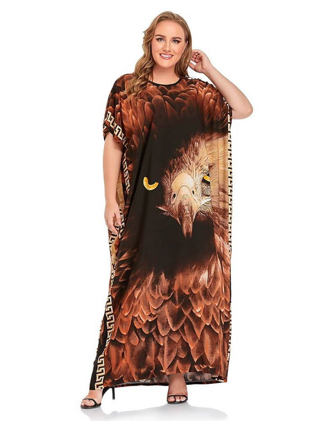 Women's Loose Animal Print Dress Kaftan