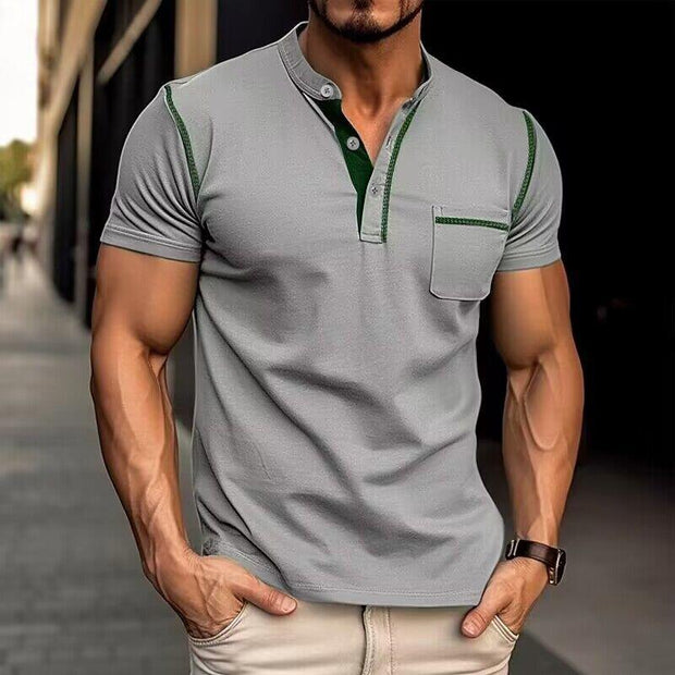 Kevin | Casual Henley Collar Short Sleeve T-Shirt