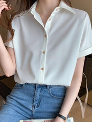 Women's White Short Sleeved Shirt