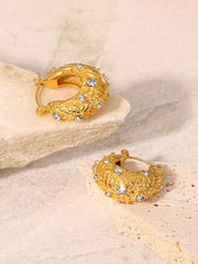 18 K Gold U-shaped Zirconium Inlaid Earrings