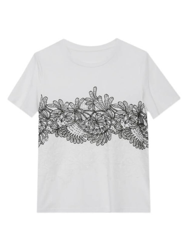 Women's Summer Lace Short Sleeve T-shirt
