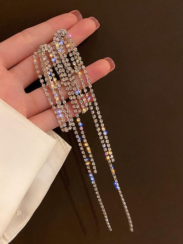 925 Silver Needle Diamond Inlaid Geometric Earrings