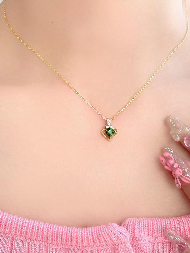 Silver Diopside Pendant Necklace