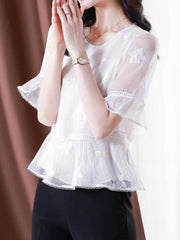 Lace Patchwork Chiffon Shirt