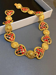 Vintage Plaid Love Necklace