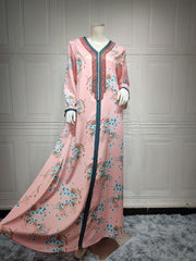 Women's Pink Hot Diamond Print Dress Jalabiya
