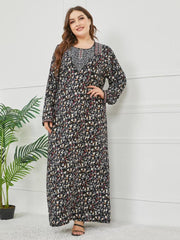 Women's Embroidered Long Sleeved Printed Dress