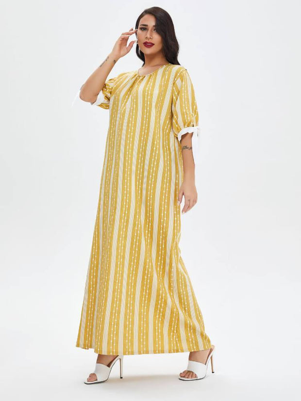 Women's Loose Stripe Jalabiya Dress