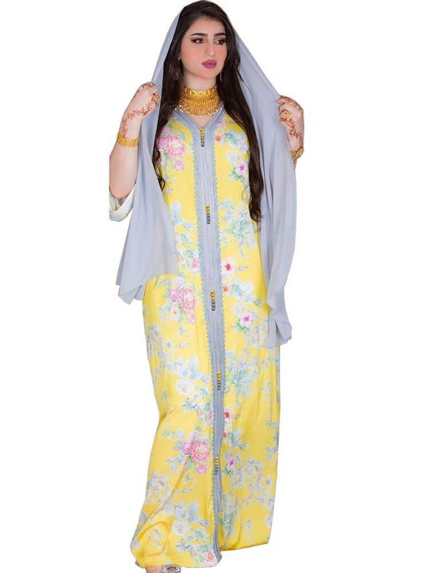 Women's Print Jalabiya Robe Dress